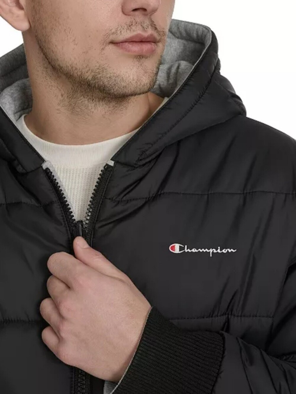 NWOT Men's Champion Men's Reversible Hooded Bomber Jacket Size XL